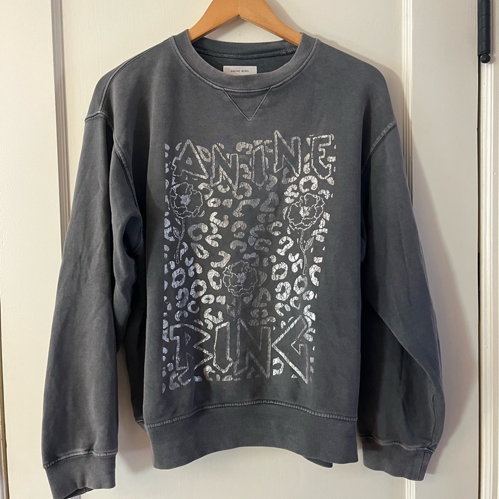 Anine Bing Ramona Leopard Logo Sweatshirt